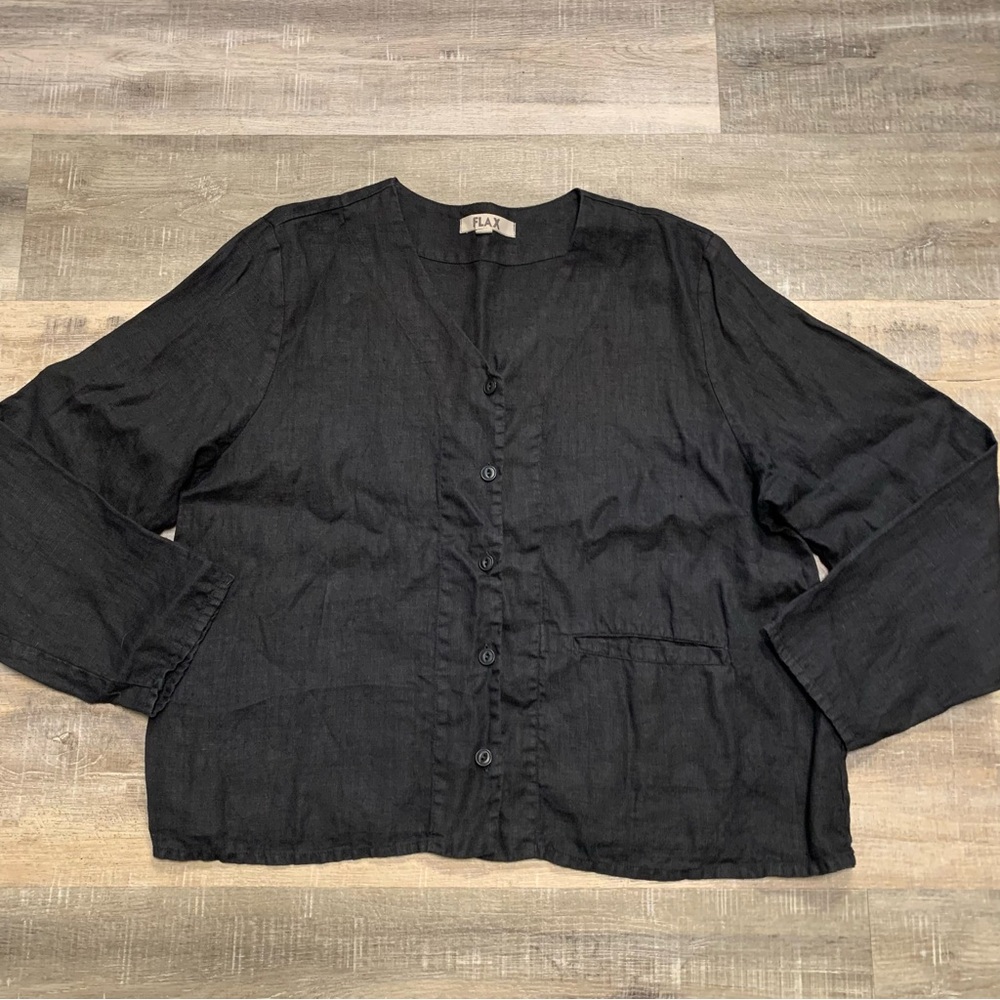 Flax Jeanne Engelhart Button Up Top Jacket Large Artsy Minimalist Oversized